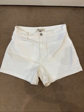 Madewell White High Waist Front-Pocket Shorts
